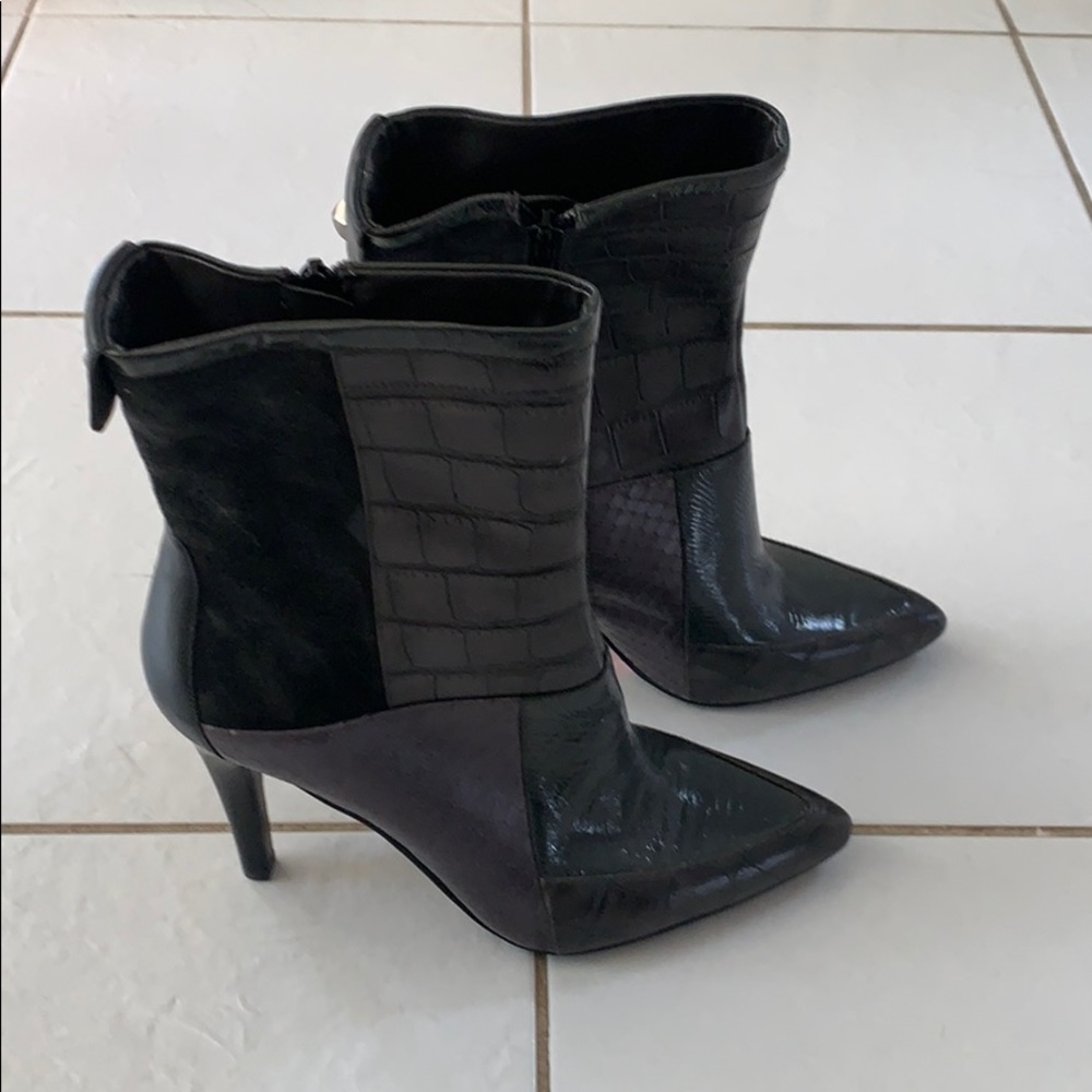 New 9 west charcoal gray high heel zip boots, 7.5